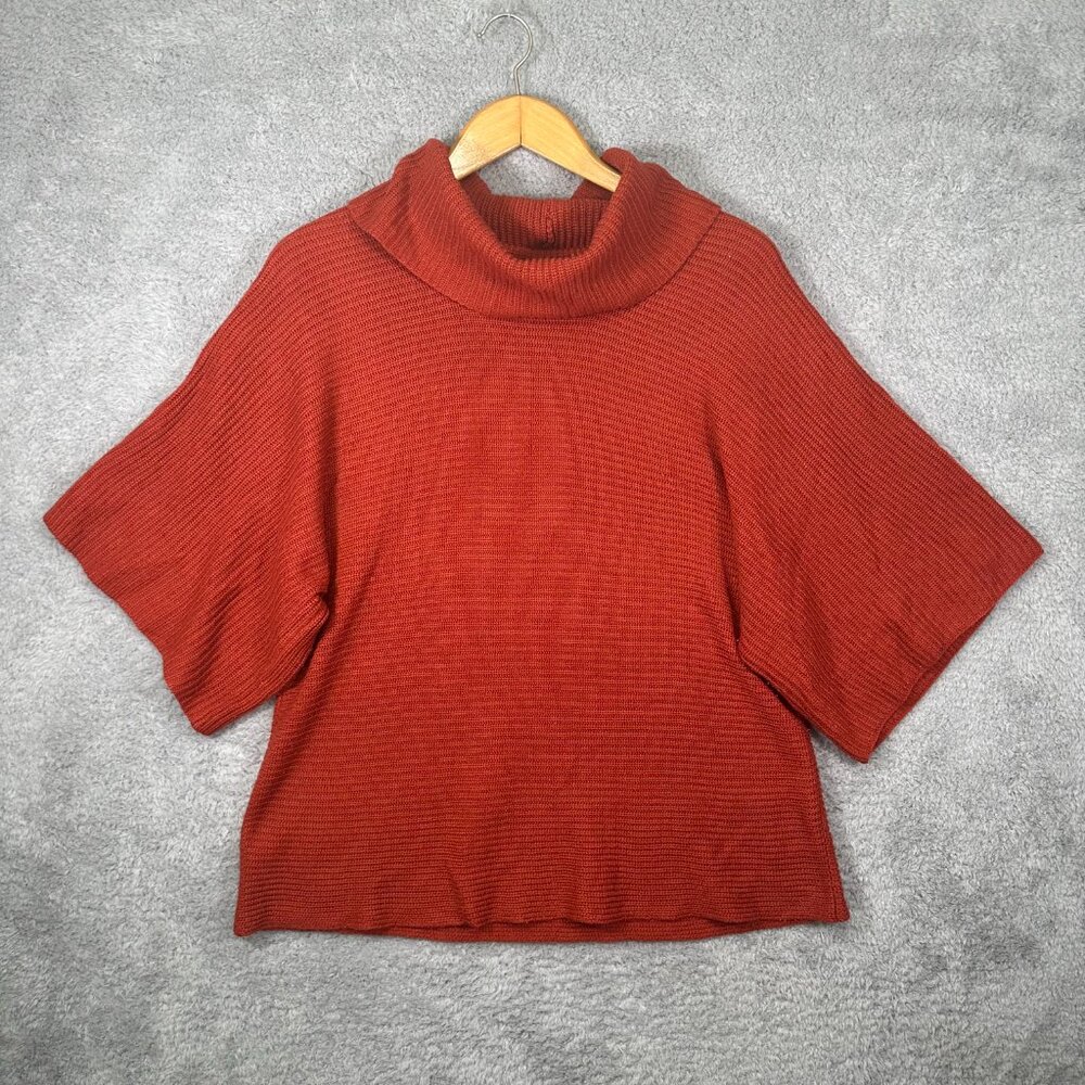 Tweeds‎ Womens Sweater Plus Size Cardigan Acrylic Knit Orange 1x Turtleneck